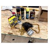 Assorted contents with flask and skin carrier