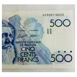 Belgian 500 Francs Banknote - National Bank of Belgium - CINQ CENTS FRANCS Belgian 500 Francs Banknote - National Bank of Belgium - CINQ CENTS FRANCS