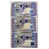 De Nederlandsche Bank 10 Gulden Banknotes (Lot of 3) De Nederlandsche Bank 10 Gulden Banknotes (Lot of 3)