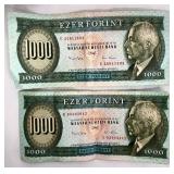Hungarian 1000 Forint Banknote (Lot of 2) Hungarian 1000 Forint Banknote (Lot of 2)