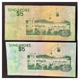 Singapore $5 & $1 Banknotes (Lot of 4) Singapore $5 & $1 Banknotes (Lot of 4)