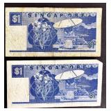 Singapore $5 & $1 Banknotes (Lot of 4) Singapore $5 & $1 Banknotes (Lot of 4)