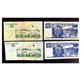 Singapore $5 & $1 Banknotes (Lot of 4) Singapore $5 & $1 Banknotes (Lot of 4)