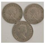 UK Sixpences 1958, 1962, 1963 & Canada 1938 Dime - 4 Coins UK Sixpences 1958, 1962, 1963 & Canada 1938 Dime - 4 Coins