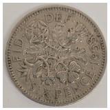 UK Sixpences 1958, 1962, 1963 & Canada 1938 Dime - 4 Coins UK Sixpences 1958, 1962, 1963 & Canada 1938 Dime - 4 Coins