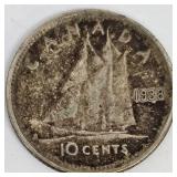 UK Sixpences 1958, 1962, 1963 & Canada 1938 Dime - 4 Coins UK Sixpences 1958, 1962, 1963 & Canada 1938 Dime - 4 Coins