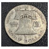 1949-D Benjamin Franklin Half Dollar Silver Coin 1949-D Benjamin Franklin Half Dollar Silver Coin