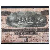 Antique Confederate States of America 10 Dollar Note Series 10 Dated 2/17/1864 - Serial #43419 Antique Confederate States of America 10 Dollar Note Series 10 Dated 2/17/1864 - Serial #43419