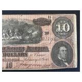 Antique Confederate States of America 10 Dollar Note Series 10 Dated 2/17/1864 - Serial #43419 Antique Confederate States of America 10 Dollar Note Series 10 Dated 2/17/1864 - Serial #43419