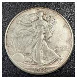 1945-D Walking Liberty Half Dollar Denver Mint - 90% Silver 1945-D Walking Liberty Half Dollar Denver Mint - 90% Silver