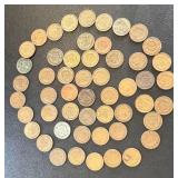 52 Indian Head Cents - Circulated, Various Dates (US 1859-1909) 52 Indian Head Cents - Circulated, Various Dates (US 1859-1909)