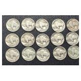 Buffalo Nickels - 15 Coins, 1926, 1927, 1930, 1934, 1936 Buffalo Nickels - 15 Coins, 1926, 1927, 1930, 1934, 1936