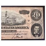 Confederate States of America Twenty Dollar Note - 1864 - Serial #1323 Confederate States of America Twenty Dollar Note - 1864 - Serial #1323