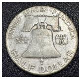 Two 1950 Benjamin Franklin Half Dollars - 90% Silver, Denver (D) Mint Mark Two 1950 Benjamin Franklin Half Dollars - 90% Silver, Denver (D) Mint Mark