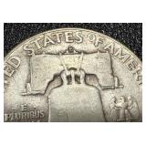 Two 1950 Benjamin Franklin Half Dollars - 90% Silver, Denver (D) Mint Mark Two 1950 Benjamin Franklin Half Dollars - 90% Silver, Denver (D) Mint Mark