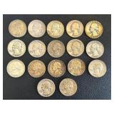 Washington Quarters - 17 Circulated Coins Washington Quarters - 17 Circulated Coins