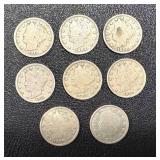 Liberty Head Nickel (V Nickel) - Circulated - 1901-1912 (Lot of 8) Liberty Head Nickel (V Nickel) - Circulated - 1901-1912 (Lot of 8)