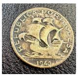 Portugal Coins - Republica Portuguesa Bust, 1943 Caravel Ship- 50 Centavos Portugal Coins - Republica Portuguesa Bust, 1943 Caravel Ship- 50 Centavos