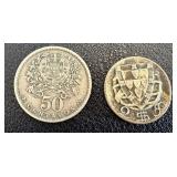 Portugal Coins - Republica Portuguesa Bust, 1943 Caravel Ship- 50 Centavos Portugal Coins - Republica Portuguesa Bust, 1943 Caravel Ship- 50 Centavos