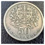 Portugal Coins - Republica Portuguesa Bust, 1943 Caravel Ship- 50 Centavos Portugal Coins - Republica Portuguesa Bust, 1943 Caravel Ship- 50 Centavos