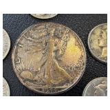 1944 Walking Half Dollar, Barber Dimes (2) & Mercury Dimes (4) - Circulated 1944 Walking Half Dollar, Barber Dimes (2) & Mercury Dimes (4) - Circulated