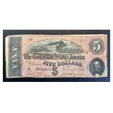 Confederate States of America 5-Dollar Note - Dated 2/17/1864 Confederate States of America 5-Dollar Note - Dated 2/17/1864
