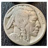 Buffalo Nickels (Lot of 9) - Circulated, Dates Vary (1935-1937) Buffalo Nickels (Lot of 9) - Circulated, Dates Vary (1935-1937)