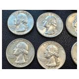 Washington Quarters - 9 Circulated Coins (Dates 1942, 1962, 1964) Washington Quarters - 9 Circulated Coins (Dates 1942, 1962, 1964)