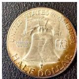 1952 Franklin Half Dollar Coin - Benjamin Franklin Portrait, United States Mint 1952 Franklin Half Dollar Coin - Benjamin Franklin Portrait, United States Mint