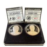 The Highland Mint Bobby Orr & Ray Bourque 1 oz .999 Fine Silver Proof Coin Set The Highland Mint Bobby Orr & Ray Bourque 1 oz .999 Fine Silver Proof Coin Set