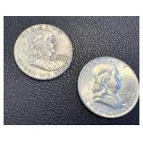 1958 Benjamin Franklin Silver Half Dollars - 2 Coins 1958 Benjamin Franklin Silver Half Dollars - 2 Coins