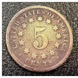 Union Shield Five Cent Coin, 1800's Union Shield Five Cent Coin, 1800's