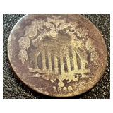 Union Shield Five Cent Coin, 1800's Union Shield Five Cent Coin, 1800's