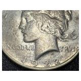 1922-D Peace Dollar Coin - One Dollar Silver, Denver Mint 1922-D Peace Dollar Coin - One Dollar Silver, Denver Mint