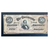 Confederate States of America 50-Dollar Note - Feb 17, 1864 - Jefferson Davis Portrait (Serial 56954) Confederate States of America 50-Dollar Note - Feb 17, 1864 - Jefferson Davis Portrait (Serial 56954)