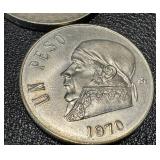 Banco de Mexico 5 Peso Banknotes & 20 Centavos Coins (Mexico 1960s-70s) Banco de Mexico 5 Peso Banknotes & 20 Centavos Coins (Mexico 1960s-70s)