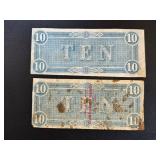 Confederate States Ten Dollar Banknotes - Richmond Feb 17, 1864 (Nos. 5892 & 20974) Confederate States Ten Dollar Banknotes - Richmond Feb 17, 1864 (Nos. 5892 & 20974)