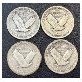 Walking Liberty Quarter Dollars - Four Coins (1925, 1926 x2, 1927) Walking Liberty Quarter Dollars - Four Coins (1925, 1926 x2, 1927)