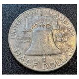 Two Franklin Half Dollar Coins 1953 & 1957 Two Franklin Half Dollar Coins 1953 & 1957