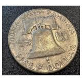 Two Franklin Half Dollar Coins 1953 & 1957 Two Franklin Half Dollar Coins 1953 & 1957