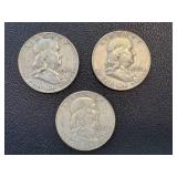 Ben Franklin Half Dollars 1953 - 3 Coins, One With S Mint Mark Ben Franklin Half Dollars 1953 - 3 Coins, One With S Mint Mark