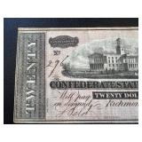 Confederate States of America Twenty Dollar Note - Dated 2/17/1864 (No. 296) Confederate States of America Twenty Dollar Note - Dated 2/17/1864 (No. 296)