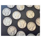 Mercury Dimes - 24 Circulated, Mixed Years (1920s-1940s) Mercury Dimes - 24 Circulated, Mixed Years (1920s-1940s)