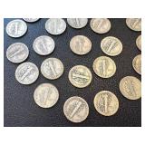 Mercury Dimes - 24 Circulated, Mixed Years (1920s-1940s) Mercury Dimes - 24 Circulated, Mixed Years (1920s-1940s)