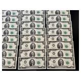 US Two-Dollar Bills - 43 Sequential Uncirculated Notes US Two-Dollar Bills - 43 Sequential Uncirculated Notes