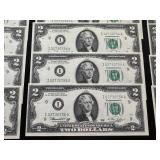 US Two-Dollar Bills - 43 Sequential Uncirculated Notes US Two-Dollar Bills - 43 Sequential Uncirculated Notes
