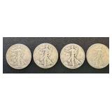 Walking Liberty Quarters - 1944-D, 1945-S, 1946-D, 1947-D (Lot of 4) Walking Liberty Quarters - 1944-D, 1945-S, 1946-D, 1947-D (Lot of 4)
