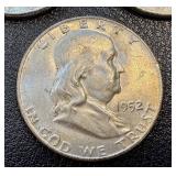 Ben Franklin Half Dollars 1952 (Lot of 3) - Philadelphia, Denver & San Francisco Ben Franklin Half Dollars 1952 (Lot of 3) - Philadelphia, Denver & San Francisco