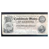 Confederate States of America 1864 $500 Note - Richmond Feb 17, 1864 - Serial 32648 Confederate States of America 1864 $500 Note - Richmond Feb 17, 1864 - Serial 32648