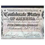 Confederate States of America 1864 $500 Note - Richmond Feb 17, 1864 - Serial 32648 Confederate States of America 1864 $500 Note - Richmond Feb 17, 1864 - Serial 32648